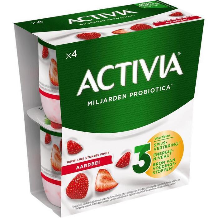 Activia Yoghurt aardbei (Set, 4 × 125g)