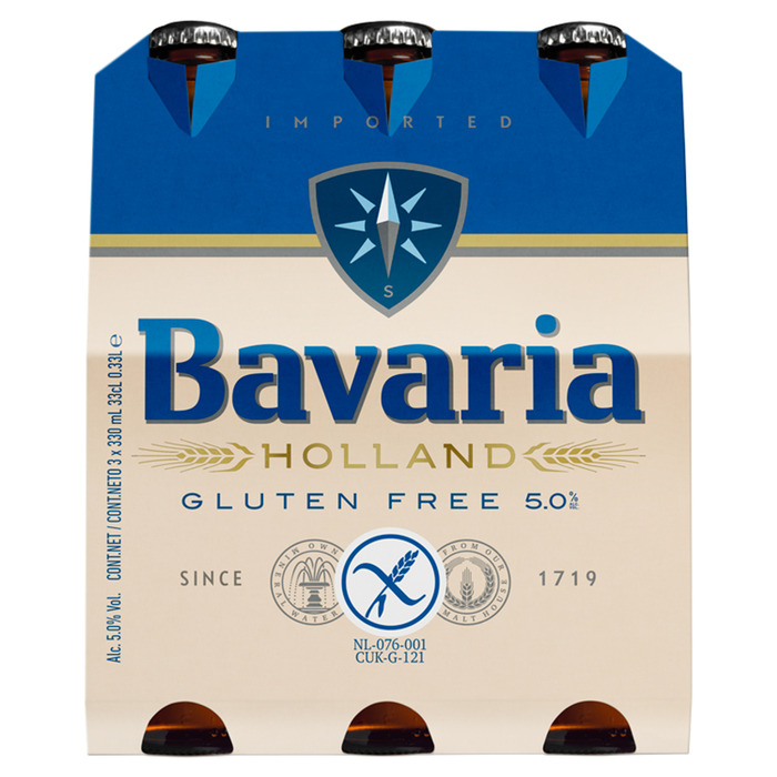 Bavaria Premium glutenvrij pilsener 5.0% Bier (rol, 3 × 33cl)