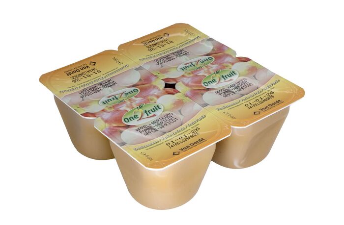 One2fruit Vruchtenmoes appel-abrikoos cup 48x100g (4.8kg)