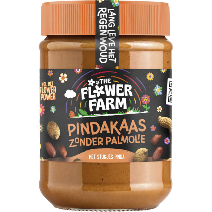 Flower Farm Pindakaas zonder palmolie met stukjes (350g)