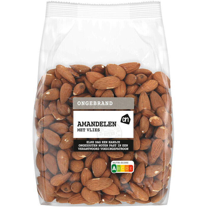 AH Ongebrand amandelen met vlies (450g)