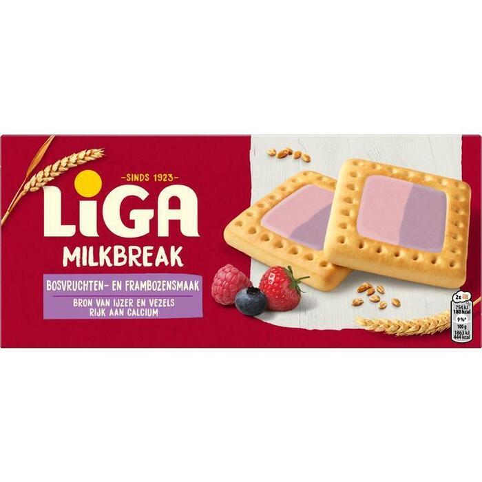 Liga Milkbreak bosvruchten framboos (Pak, 245g)