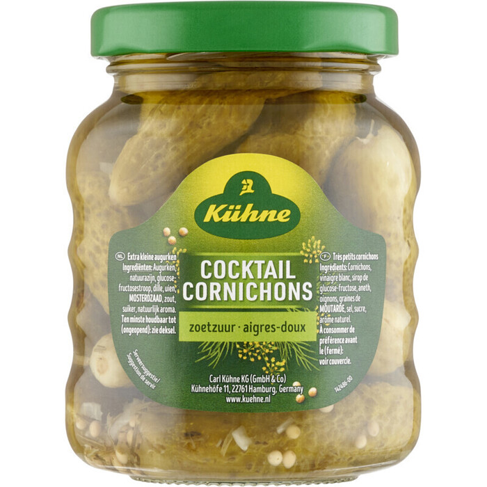 Kühne Cocktail Cornichons Zoetzuur 180g (212ml)