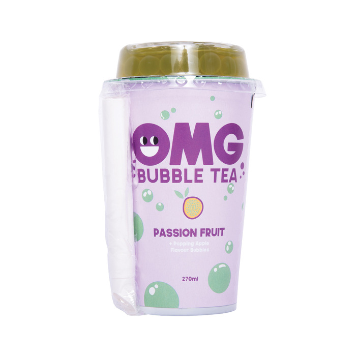 OMG Bubble Tea - Ice Tea - Passievrucht & Appel - Bubble Tea - Cup - 270ML (270ml)