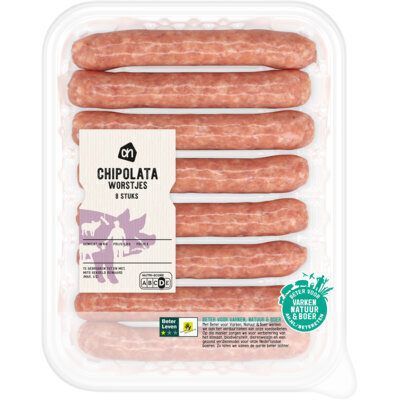 Varkenschipolata worstjes (bak, 8 × 38g)