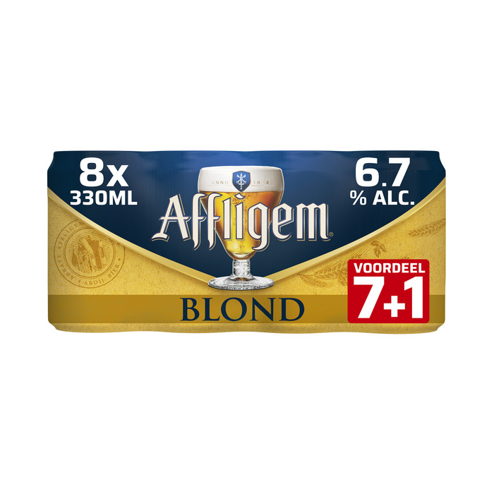 Affligem Blond Bier Blik 7 + 1 x 330ml Voordeelpack (8 × 33cl)