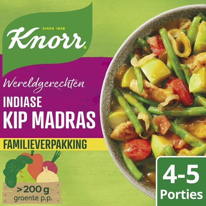 Knorr Wereldgerechten Maaltijdpakket Indiase Kip Madras XXL 4-5 Personen (529g)