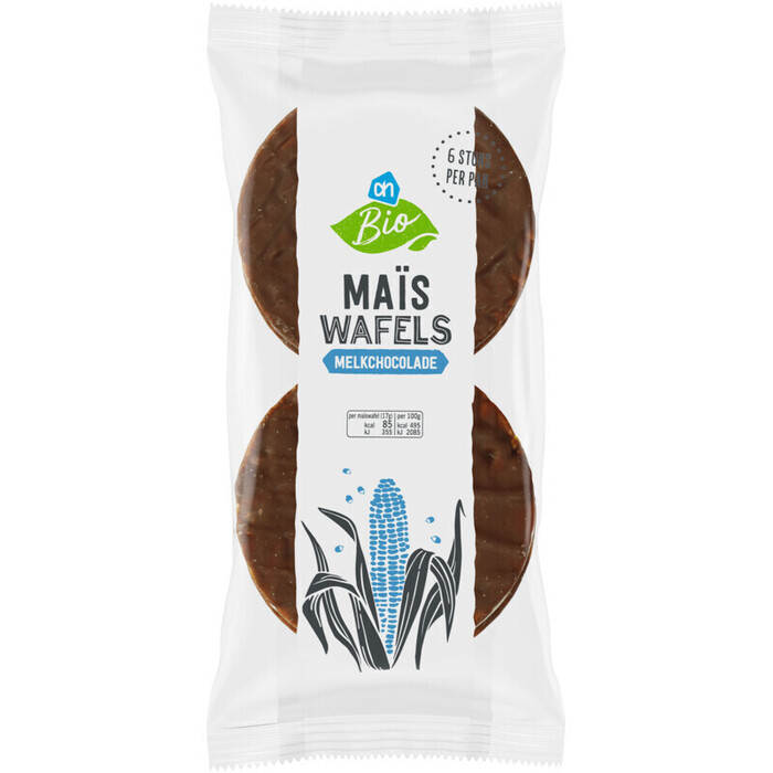 AH Biologisch Maïswafels met melkchocolade (100g)