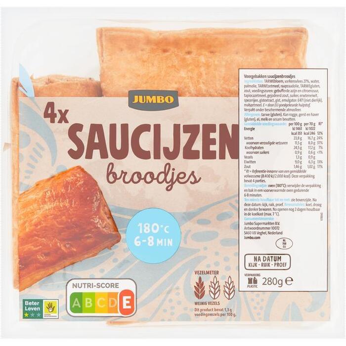Jumbo - Saucijzenbroodjes - 4 Stuks (280g)