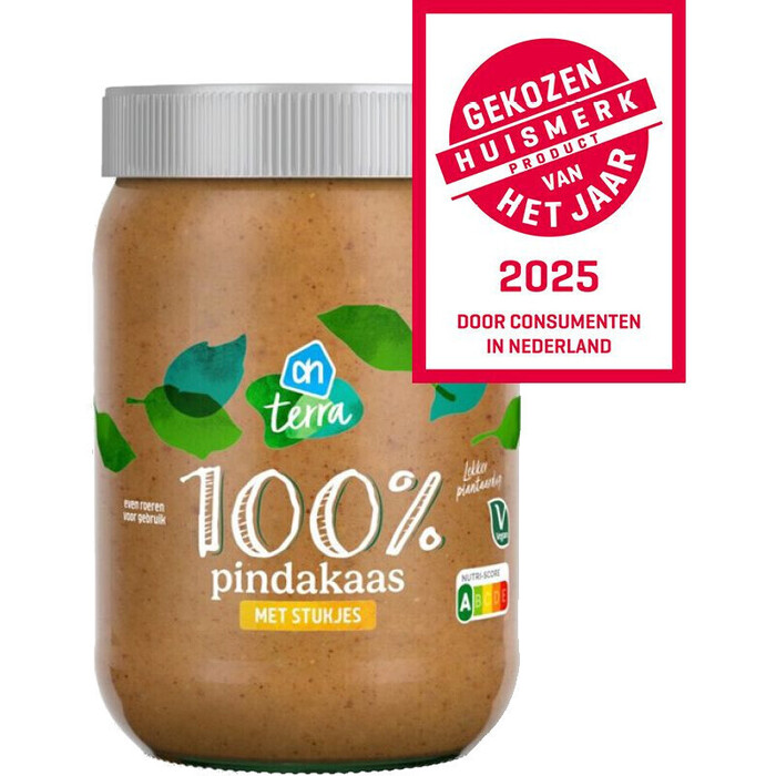 AH Terra 100% pindakaas met stukjes pinda (600g)