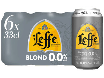 Leffe Belgisch Abdijbier Blond 0,0% Blikken 6 x 330ML (6 × 33cl)