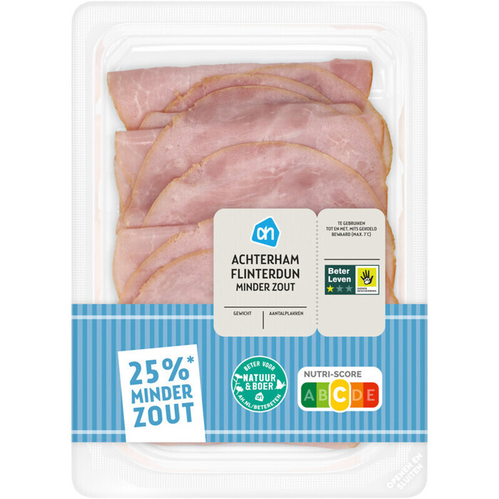 AH Achterham flinterdun minder zout (100g)