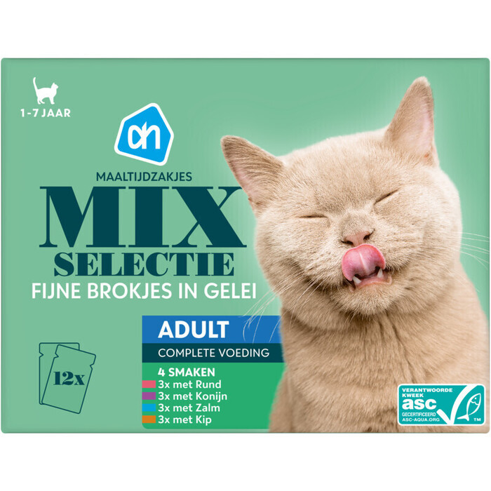 AH Fijne brokjes in gelei (voor de kat) (12 × 100g)