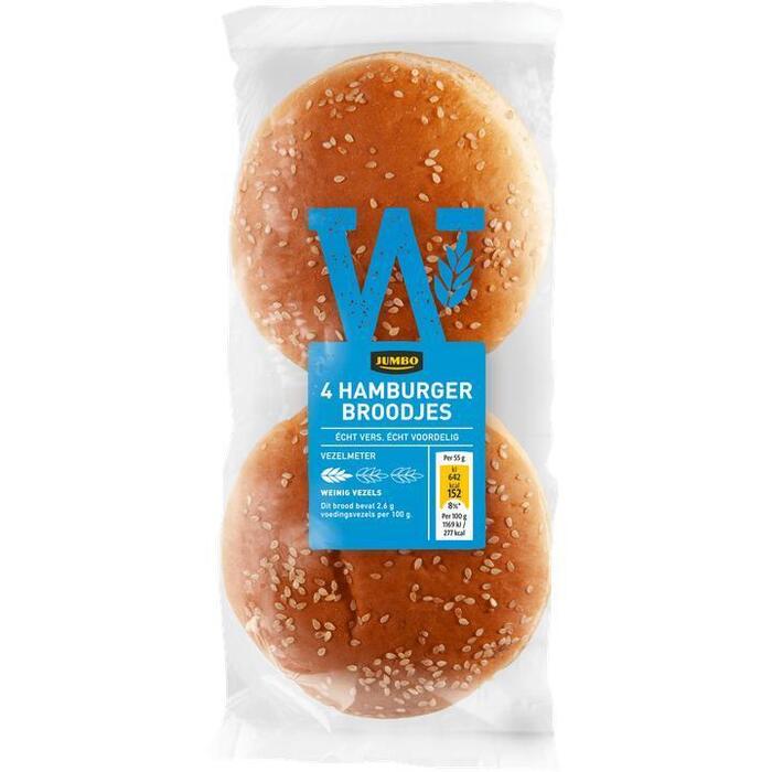 Jumbo Hamburger Broodjes 4 Stuks (4 × 55g)