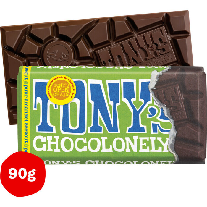 Tony's Chocolonely Reep puur amandel zeezout (90g)