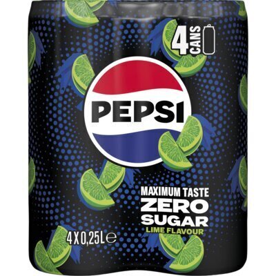 Pepsi Zero sugar lime 4-pack (4 × 250ml)