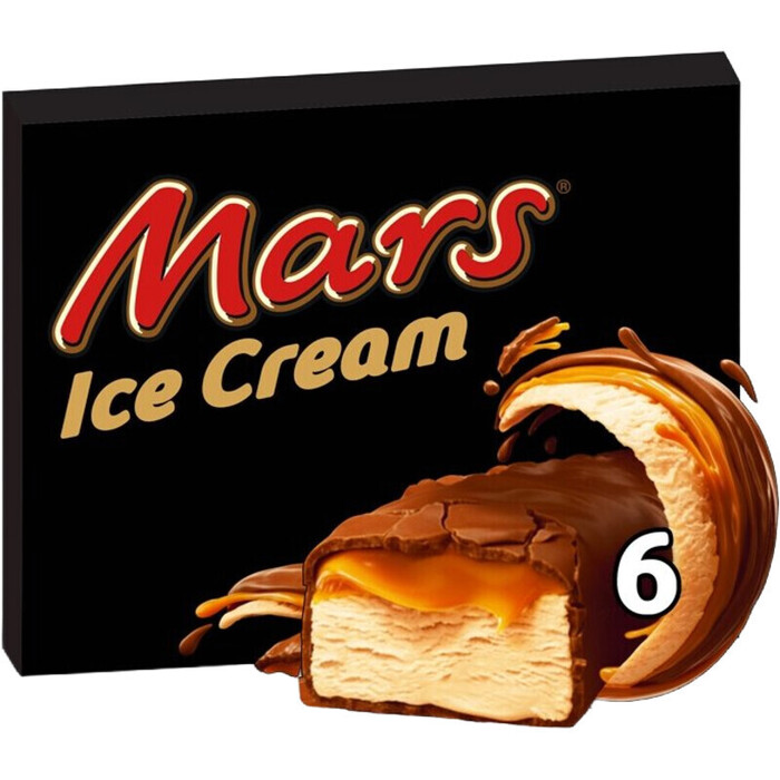 Mars chocolade roomijs 6 Stuks (doos, 6 × 49.5ml)