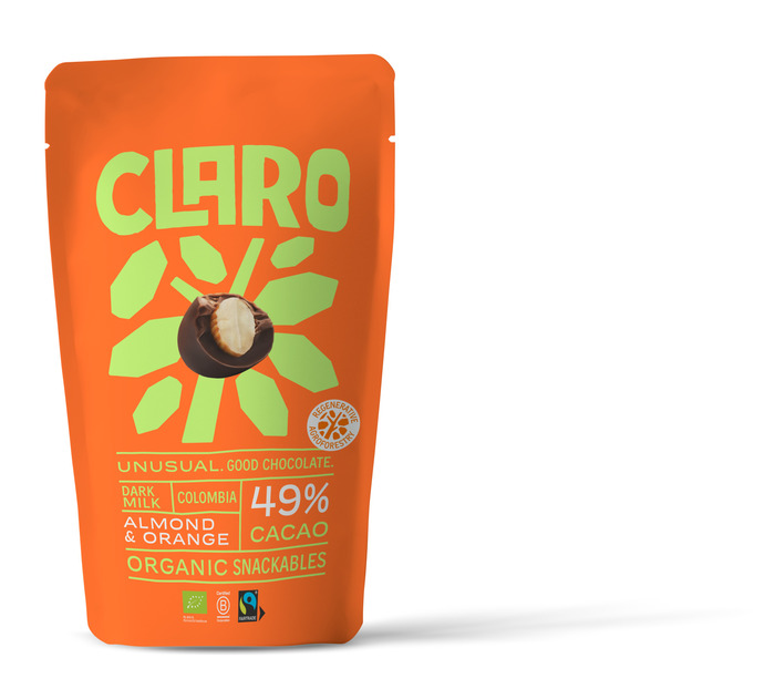 Claro Dark milk almond & orange snackables (100g)