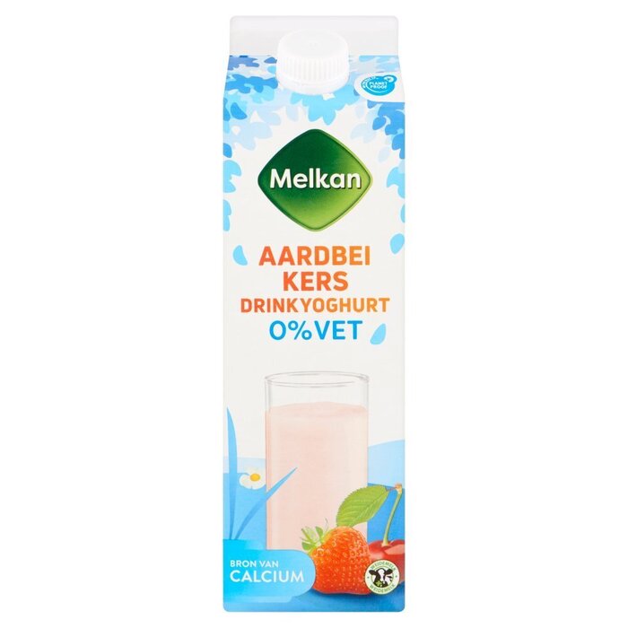 Melkan Drinkyoghurt aardbei-kers (1L)