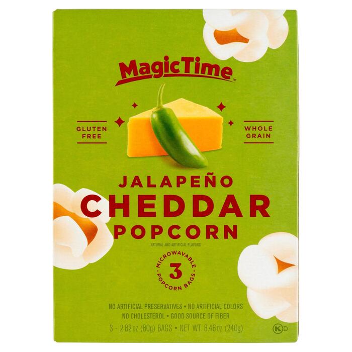 Magic Time Jalapeño Cheddar Popcorn 3 Stuks 240g (Doos, 240g)