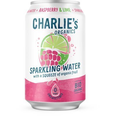 Charlie's Organics Framboos & Limoen Bruisend Water & Geperst Fruit 330ml (33cl)