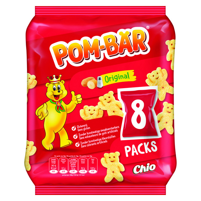 Pom-Bär Original Chips Uitdeelzak 8 x 16g (8 × 16g)