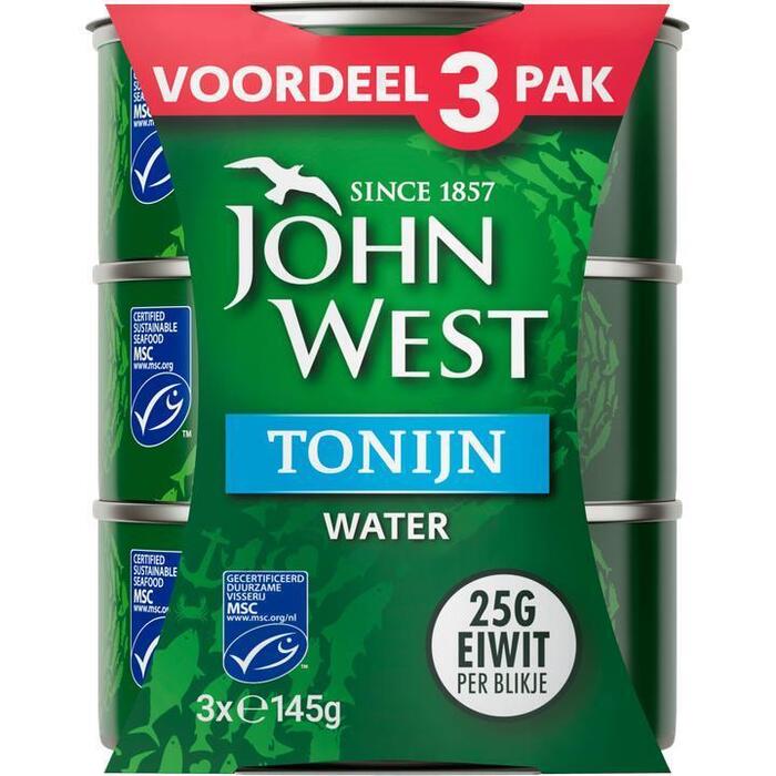 John West tonijnstukken in water 3 x 145 gram (3 × 145g)