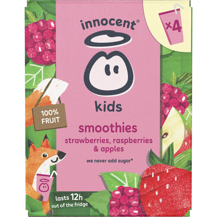 Innocent Kids strawberry raspberry 4-pack (4 × 150ml)