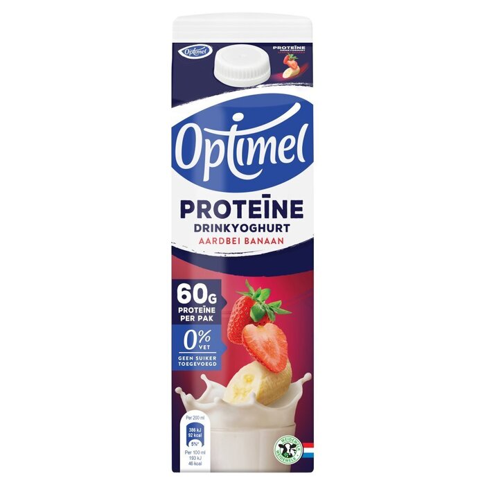 Optimel Proteïne Drinkyoghurt Aardbei Banaan 0% Vet 1000ml (1L)