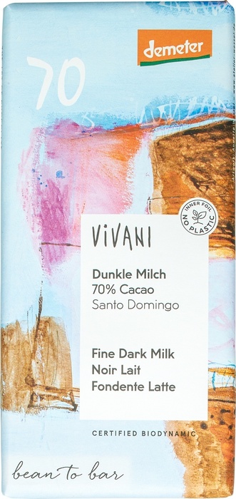 Donkere melkchocolade 70% Demeter (90g)