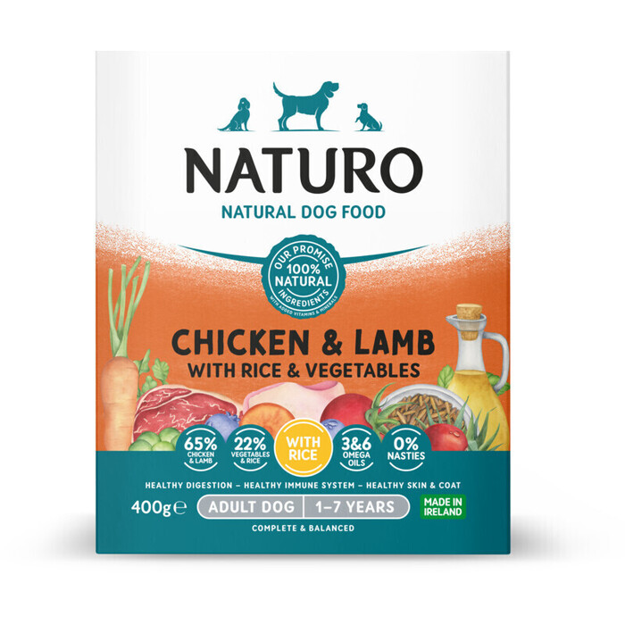 Naturo Kip, lam en rijst voor de hond (400g)