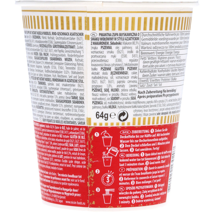 Cup Noodles Rundsmaak (bak, 64g)