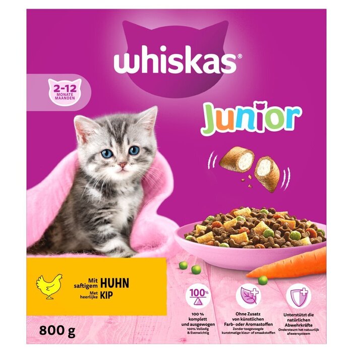 Whiskas Junior droge brokjes Kip kittenvoer 800 g (800g)