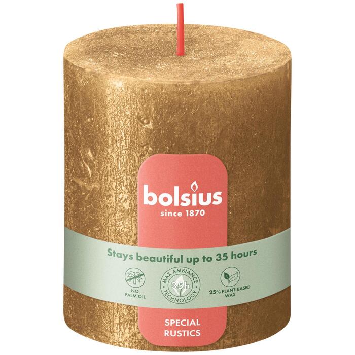 Bolsius Shine rustiek 8 cm goud