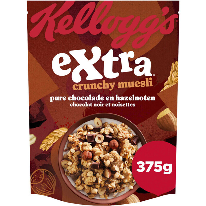 Kellogg's Extra crunchy muesli pure chocolade en noten 375 g (375g)