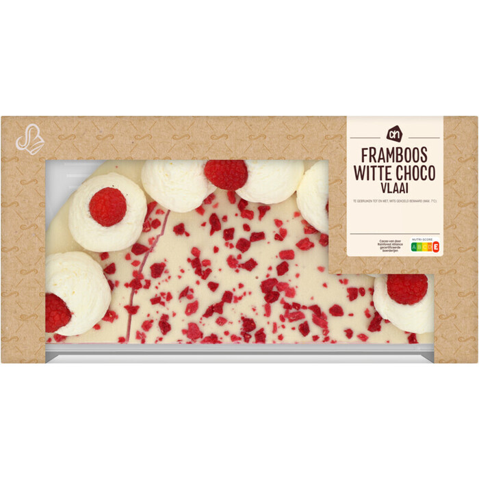 AH Framboos witte choco vlaai half
