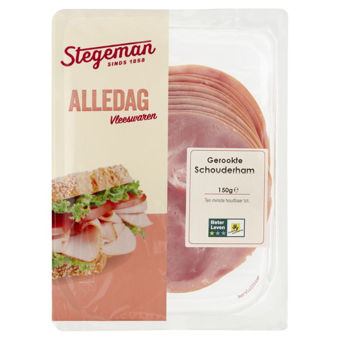 Stegeman Alledag Vleeswaren Gerookte Schouderham 150 g (12 × 12.5g)
