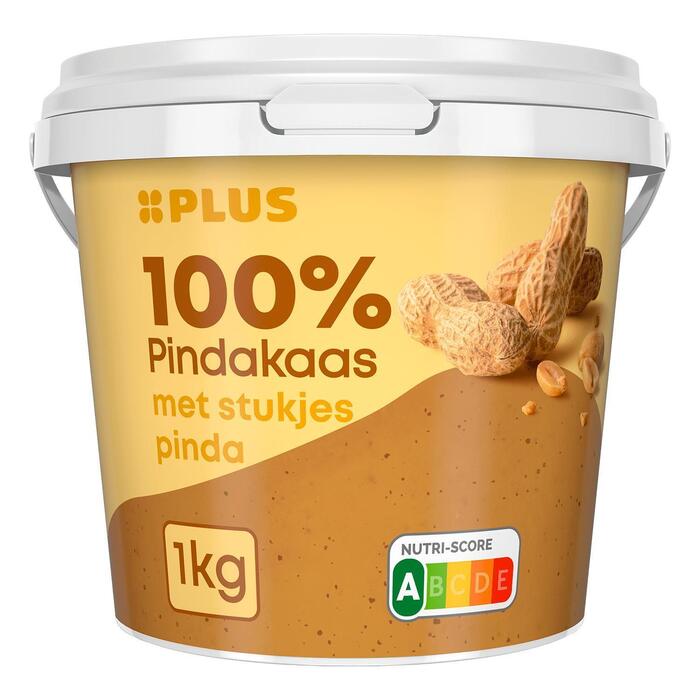 PLUS 100% pindakaas met stukjes pinda (Emmer, 1kg)