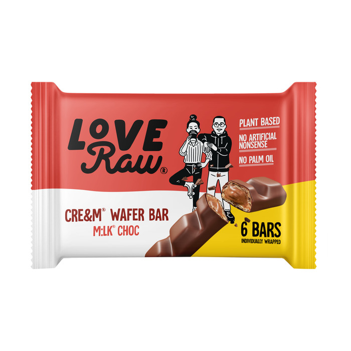 Love Raw Cream wafer bar milk choc (6 × 21.5g)