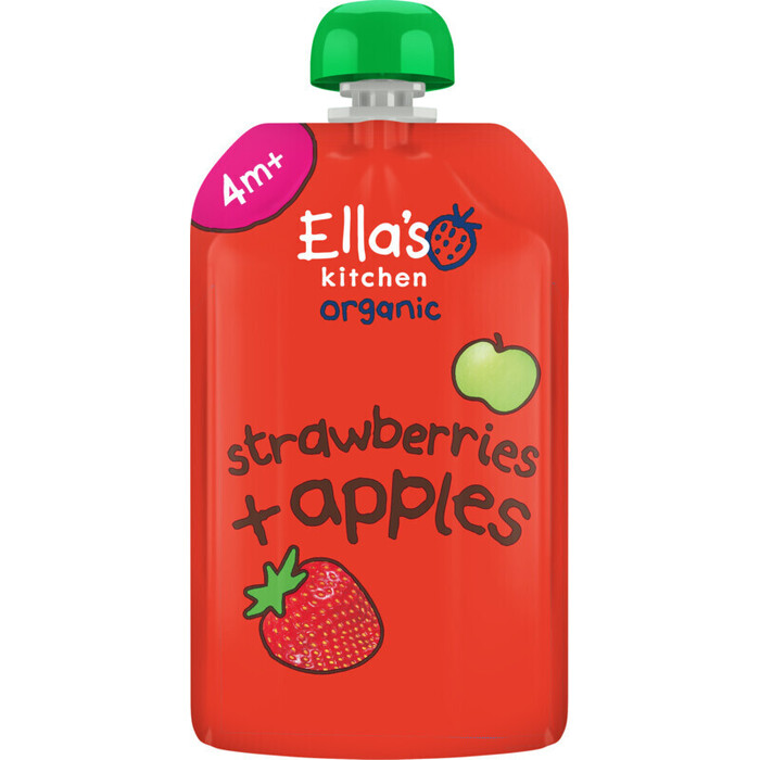 Ella's Kitchen Organic Strawberries + Apples 4+ Maanden 120 g (Zak, 120g)