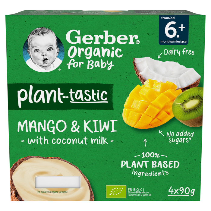 Gerber® Plant-tastic Plantaardig Toetje Mango Kiwi 4 x 90g (360g)