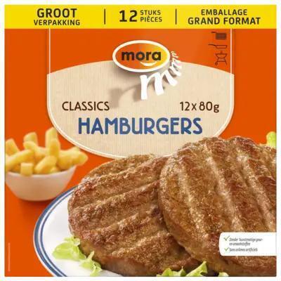 Hamburgers Xtra Groot (12 stuks) (Doos, 12 × 80g)