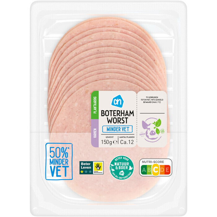 AH Boterhamworst minder vet (150g)
