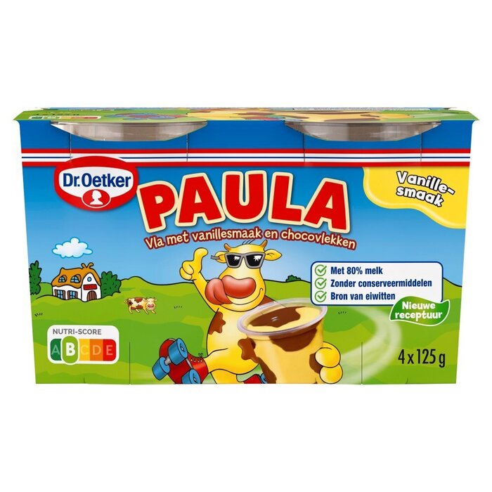 Paula  vanillevla met chocolade vlekken (Set, 125g)