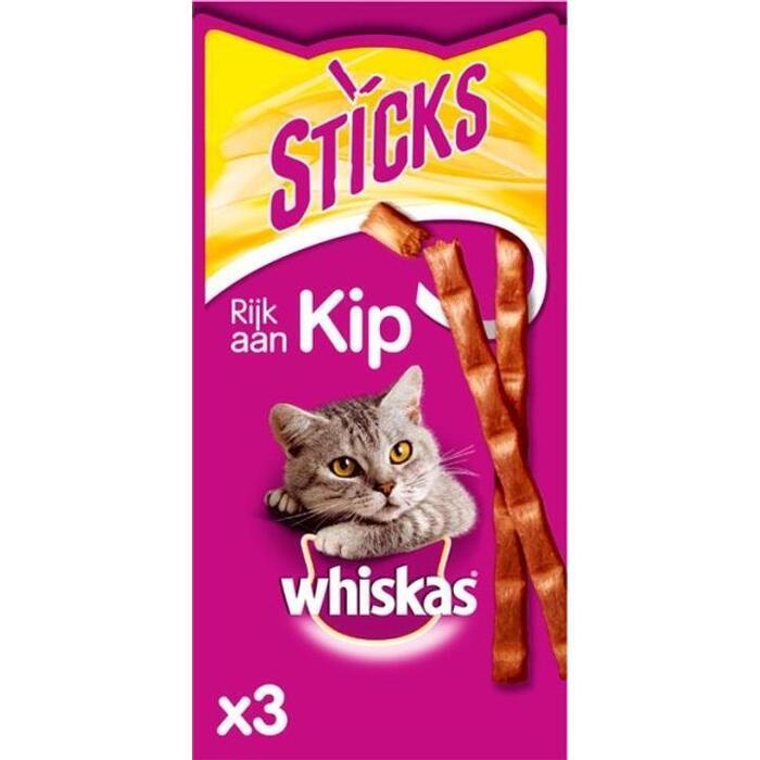 Whiskas Kattensnacks kip 3 sticks (Set, 18g)