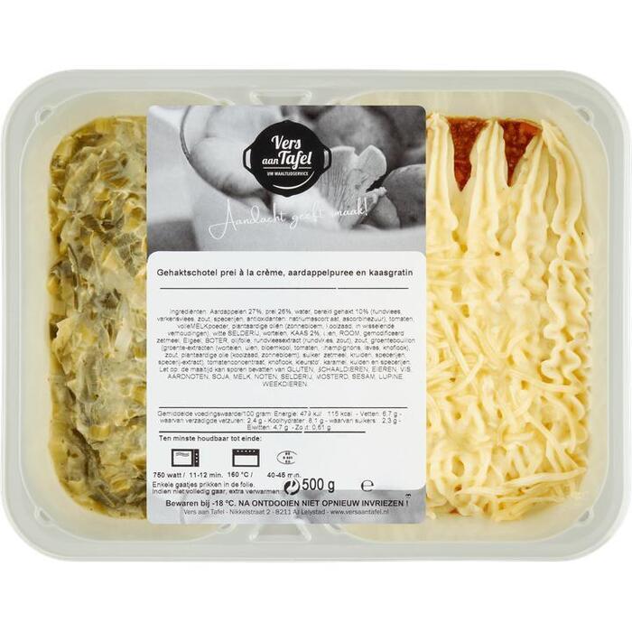 Vers Aan Tafel Gehaktschotel Prei à la Crème, Aardappelpuree en Kaasgratin 500 g (500g)