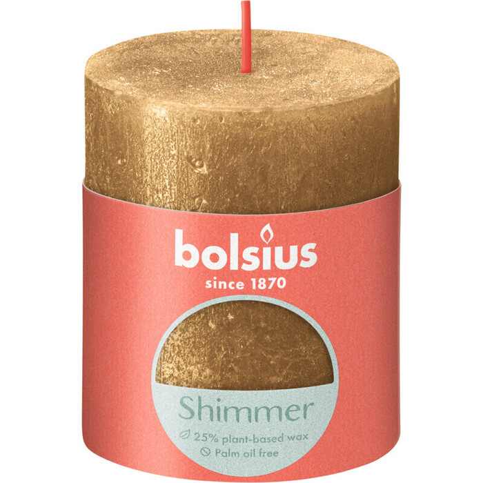 Bolsius Shine rustiek 8 cm goud