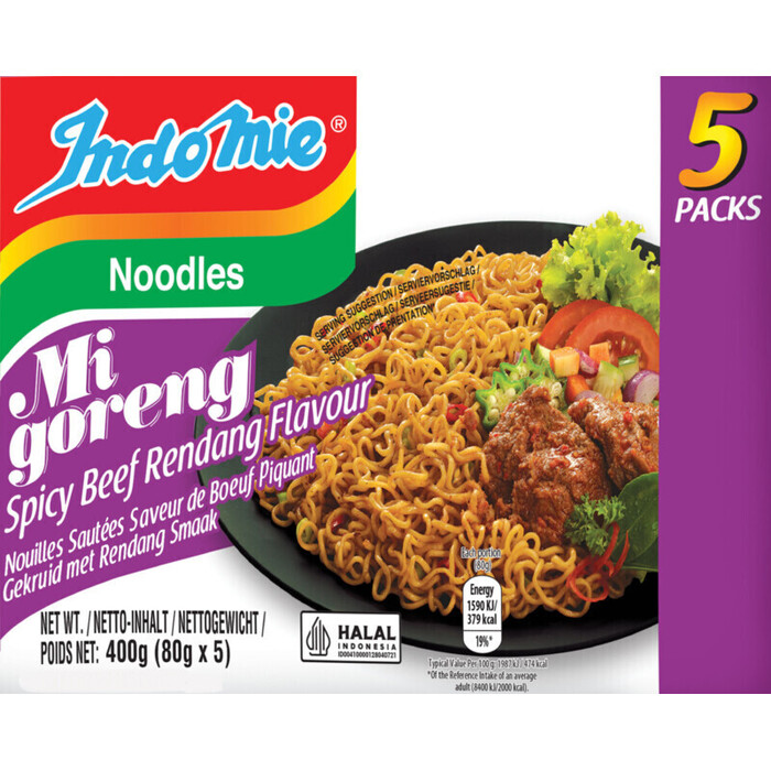 Indo mie Noodles mi goreng spicy beef 5-pack (400g)