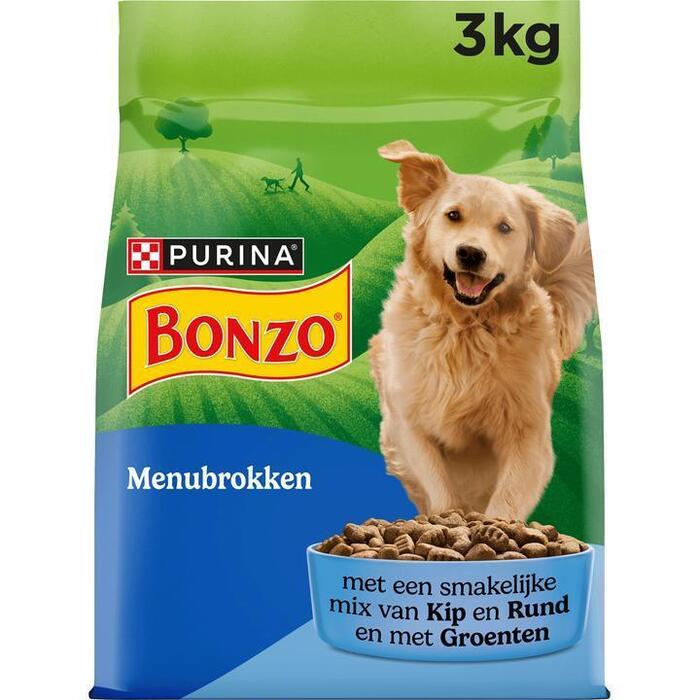 Bonzo Menubrokken adult kip hondenvoer droog (Zak, 3kg)