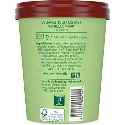 AH Terra Plantaardige vanille smaak ijs (0.5L)